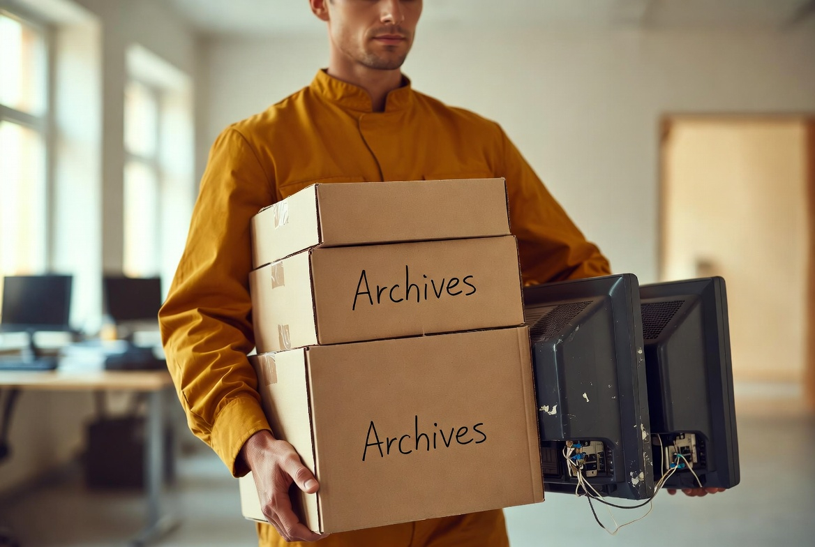 Évacuation d'archives confidentielles et de matériel informatique dans une entreprise du Var.